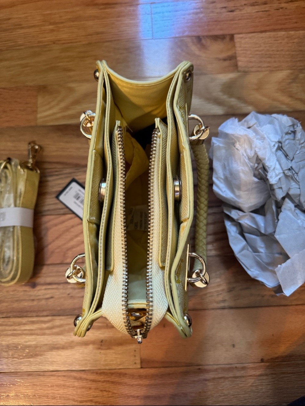 NWT Bebe Briella Small Satchel Bag Blonde (Yellow) - Picture 9 of 14